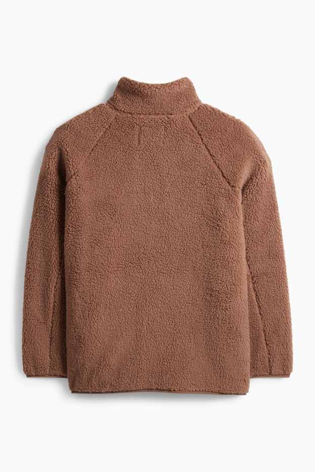 Femei - Jachetă de pluș - maro