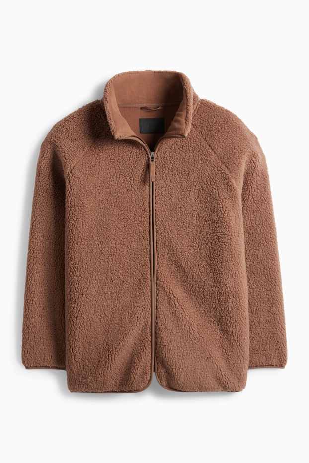 Femei - Jachetă de pluș - maro