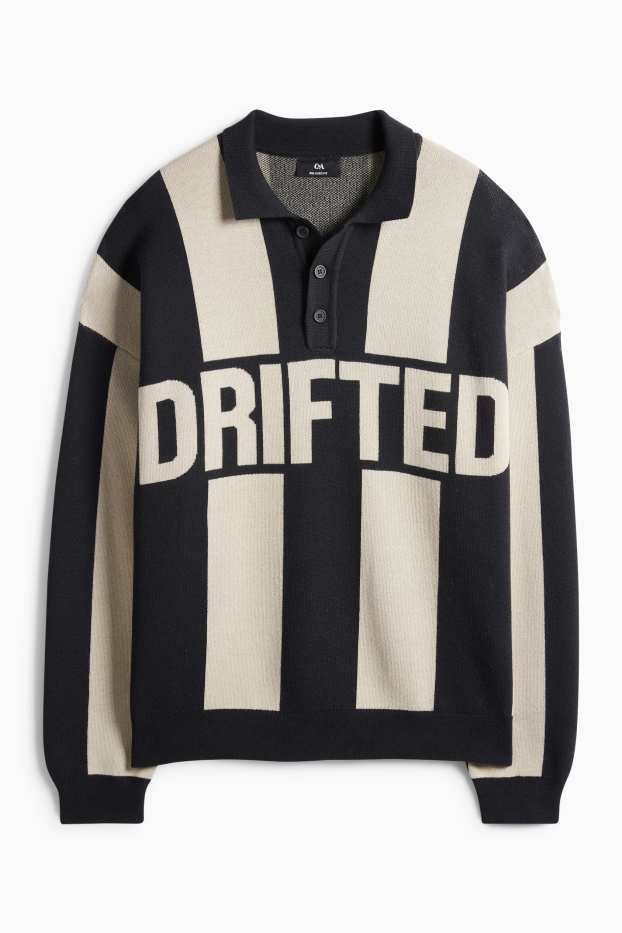 Pánské - Svetr - pruhovaný - černá/béžová