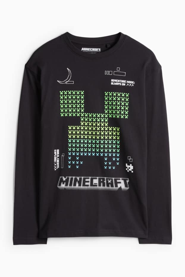 Děti - chlapci - Minecraft - tričko s dlouhým rukávem - černá