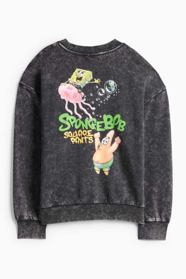 Děti - chlapci - Spongebob v kalhotách - mikina - tmavošedá