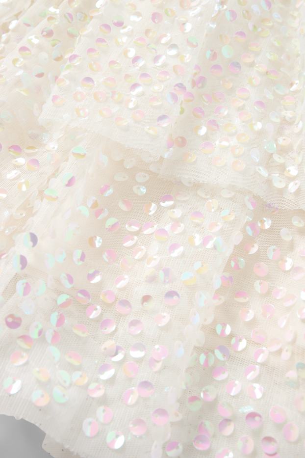 Děti - dívky - Pajetková sukně - krémově bílá