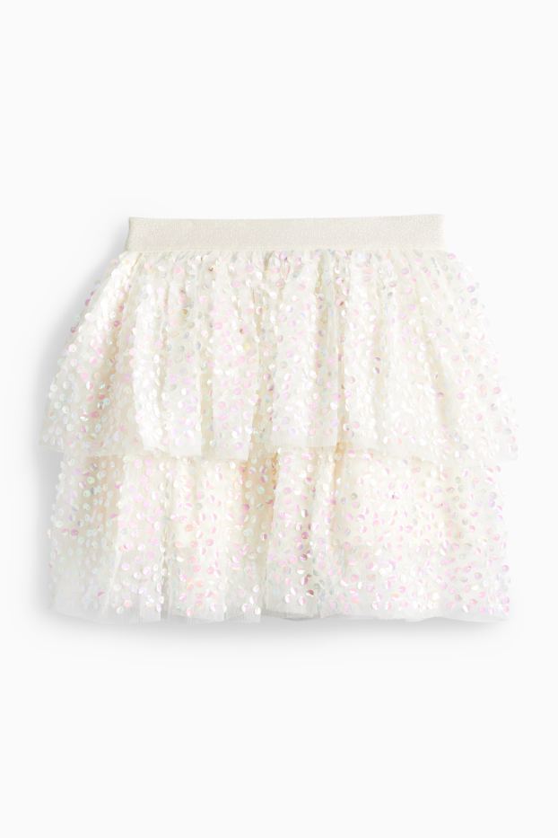 Děti - dívky - Pajetková sukně - krémově bílá