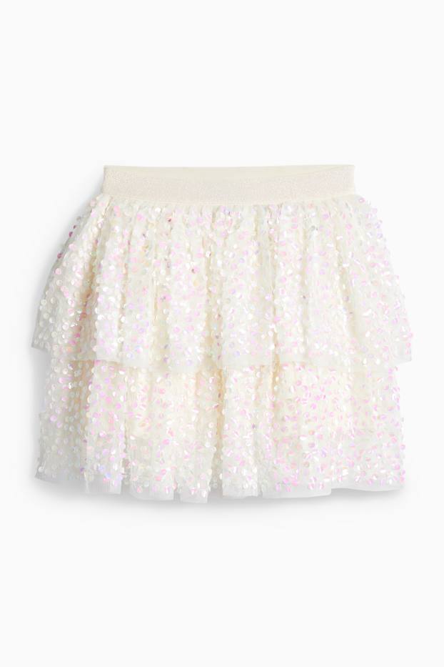 Děti - dívky - Pajetková sukně - krémově bílá