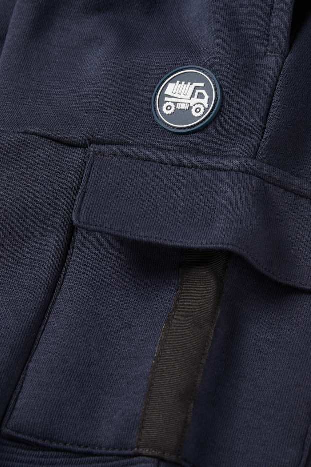 Děti - chlapci - Sklápěčka - cargo teplákové kalhoty - tmavomodrá