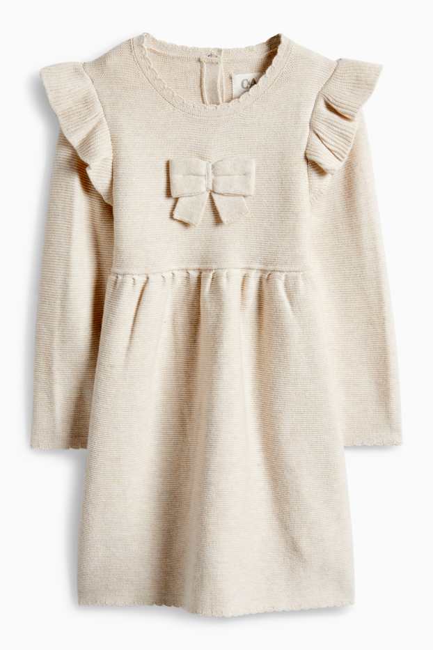 Miminka - dívky - Pletené šaty pro miminka - světle béžová