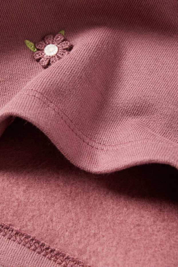 Baby: meisjes - Bloemetjes - babyoutfit - 3-delig - donker rose