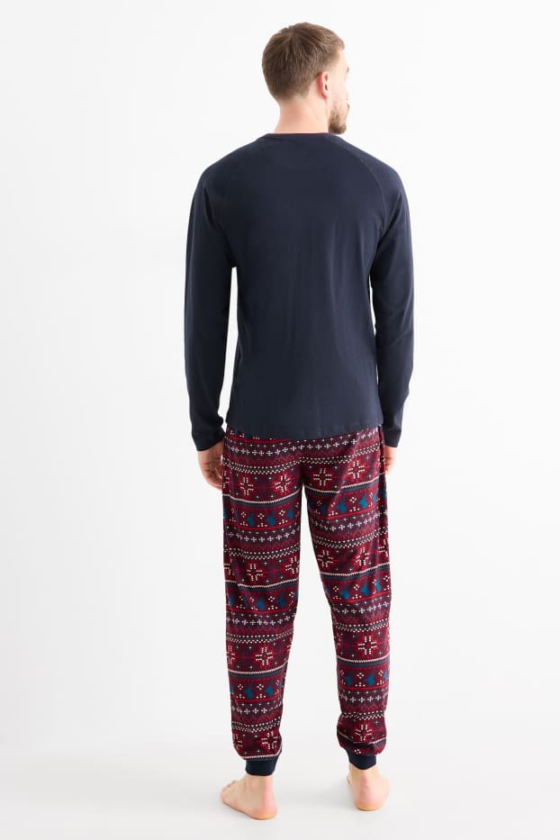 Herren - Weihnachts-Pyjama - Hirsch - dunkelrot