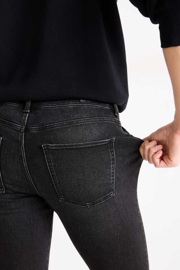 Women - Slim jeans - mid-rise waist - thermal jeans - LYCRA® - denim-dark gray