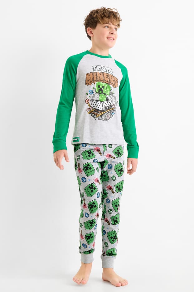 Children Boys - Minecraft - pyjamas - 2 piece - green / gray