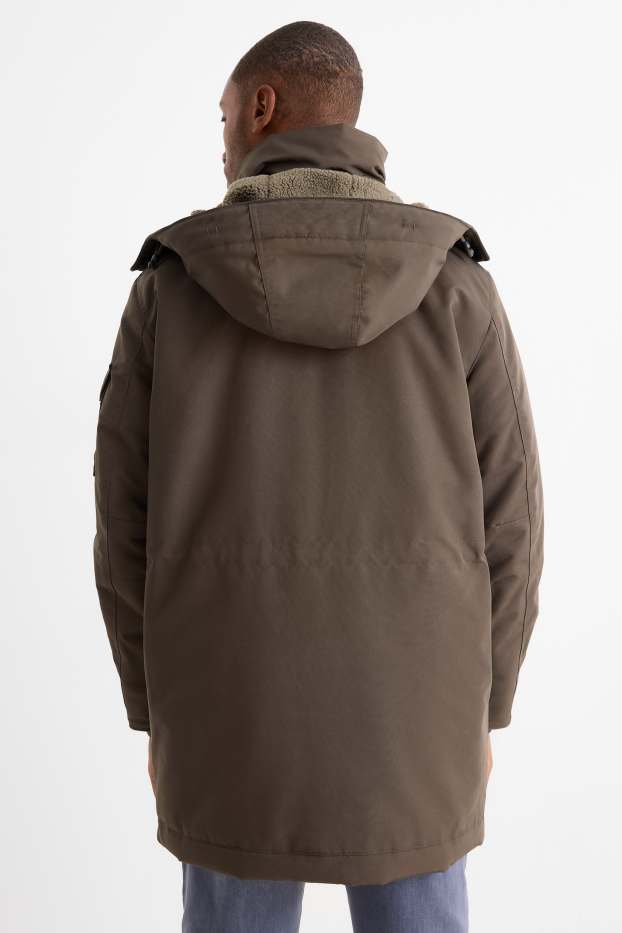 Men - Parka with hood - lined - water-repellent - dark green