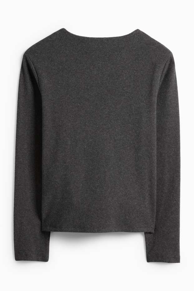 Damen - Sweatshirt - gerippt - dunkelgrau