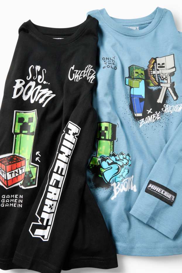 Děti - chlapci - Multipack 2 ks - Minecraft - tričko s dlouhým rukávem - černá