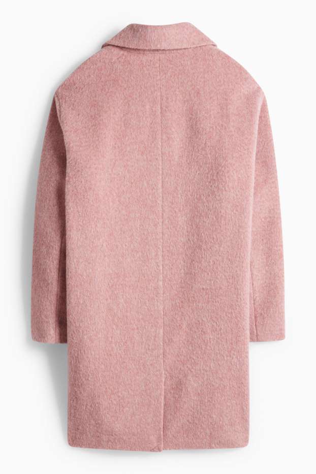 Dámské - Kabát - růžová-žíhaná