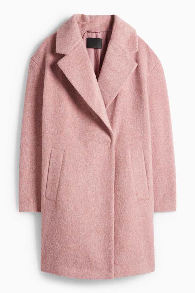 Dámské - Kabát - růžová-žíhaná