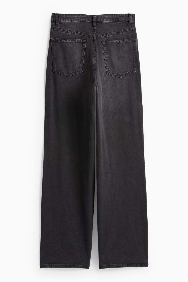 Damen - Wide Leg Jeans - High Waist - dunkeljeansgrau