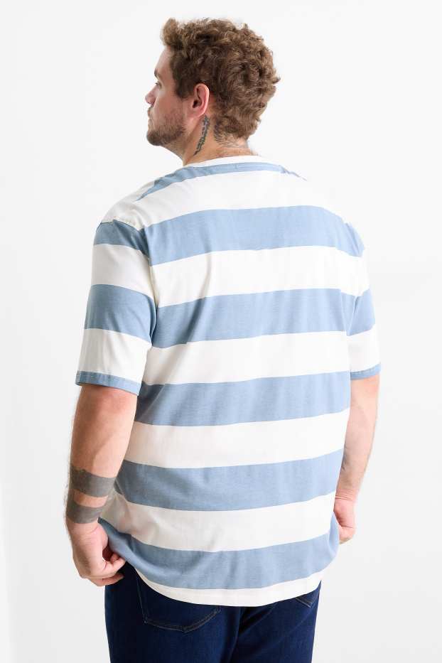 Uomo - T-shirt - relaxed fit - a righe - bianco / azzurro