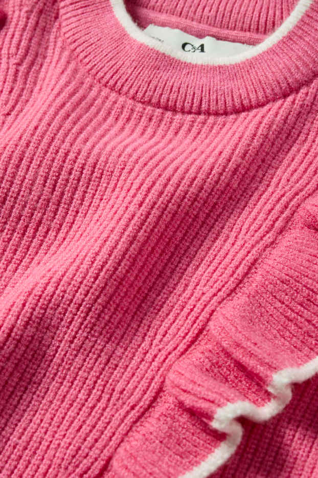 Děti - dívky - Svetr - žebrovaný - růžová