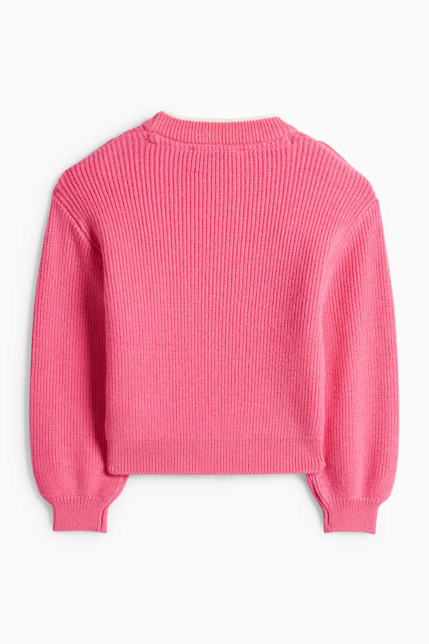 Děti - dívky - Svetr - žebrovaný - růžová