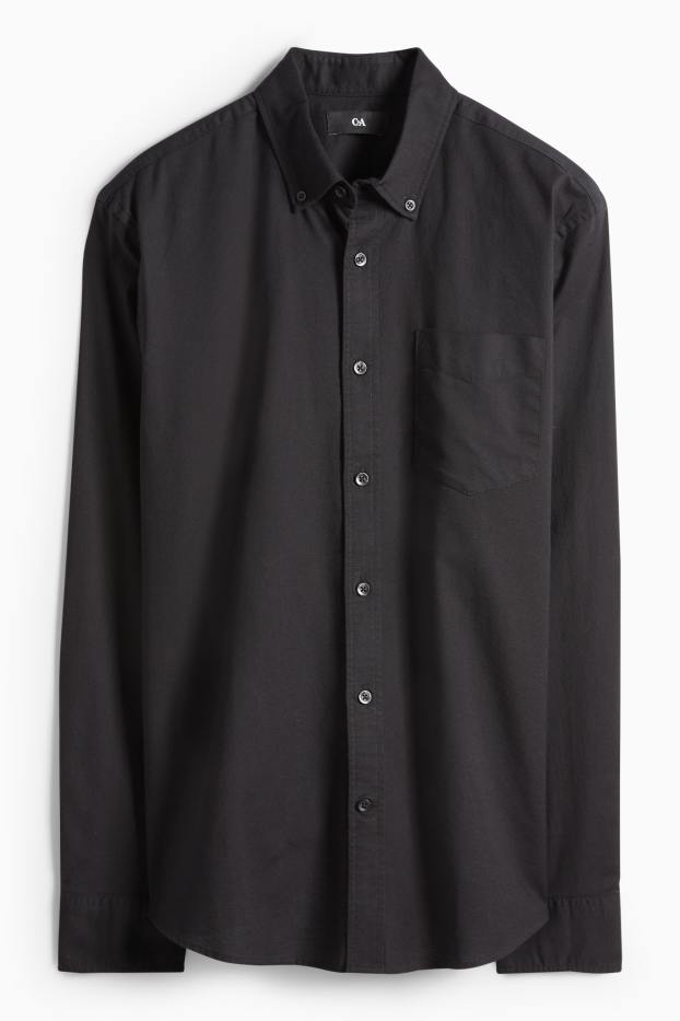 Pánské - Košile - regular fit - button-down - černá