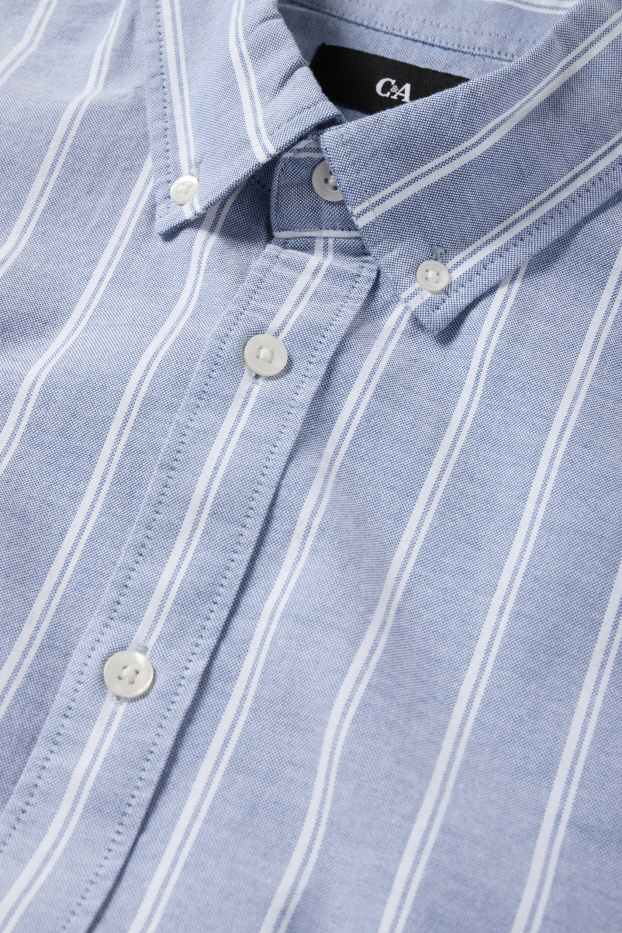 Herren - Hemd - Regular Fit - Button-down - gestreift - weiss / hellblau