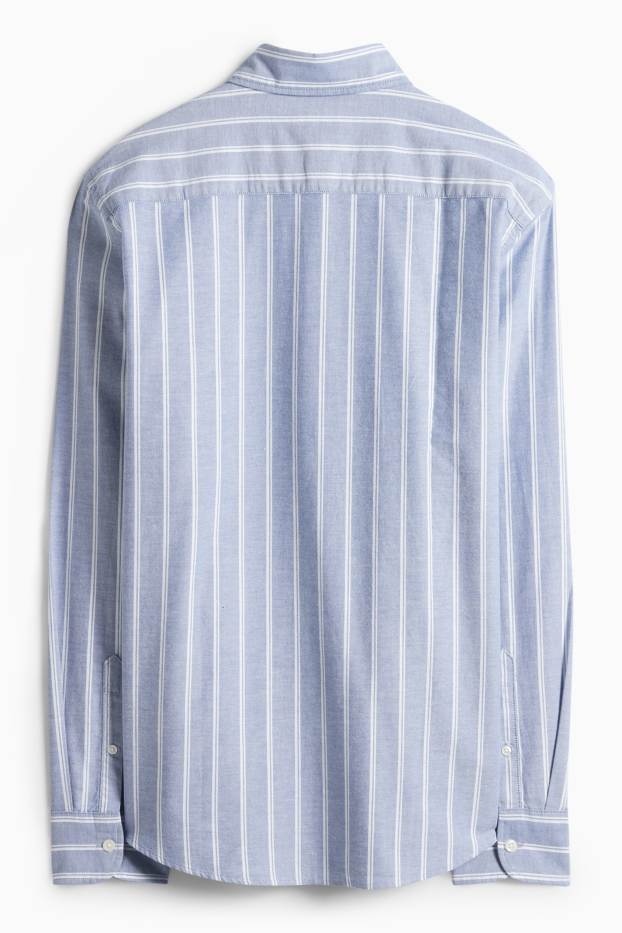 Herren - Hemd - Regular Fit - Button-down - gestreift - weiss / hellblau