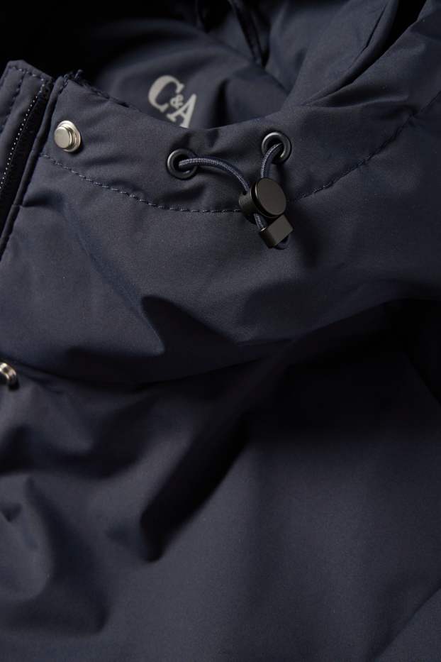 Femmes - Manteau à capuche doté d’une ceinture - rembourré - déperlant - bleu foncé