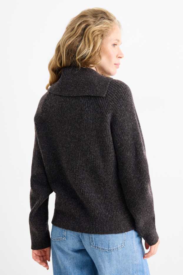 Dámské - Svetr - žebrovaný - tmavošedá