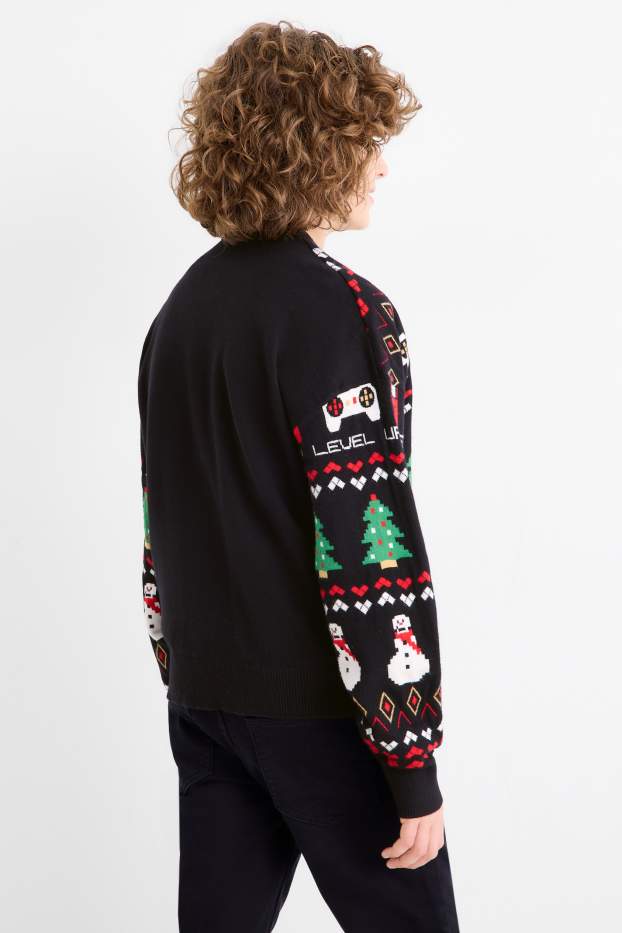 Děti - chlapci - Gaming - vánoční svetr - černá