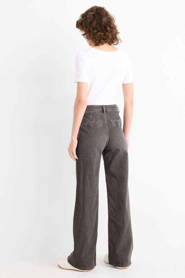 Femmes - Wide leg jean - high waist - LYCRA® - jean gris foncé