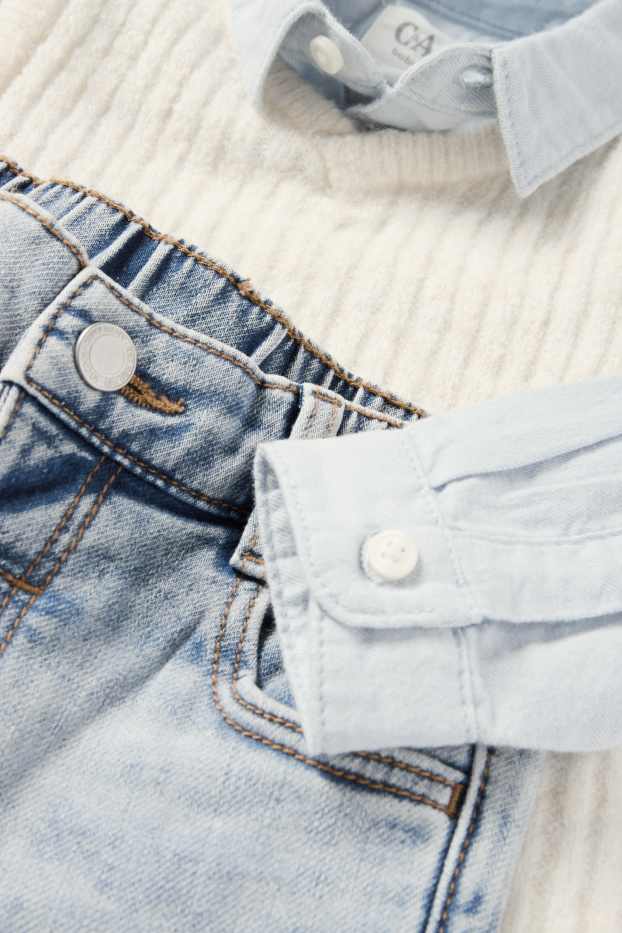 Miminka - chlapci - Outfit pro miminka - 3dílný - světle modrá