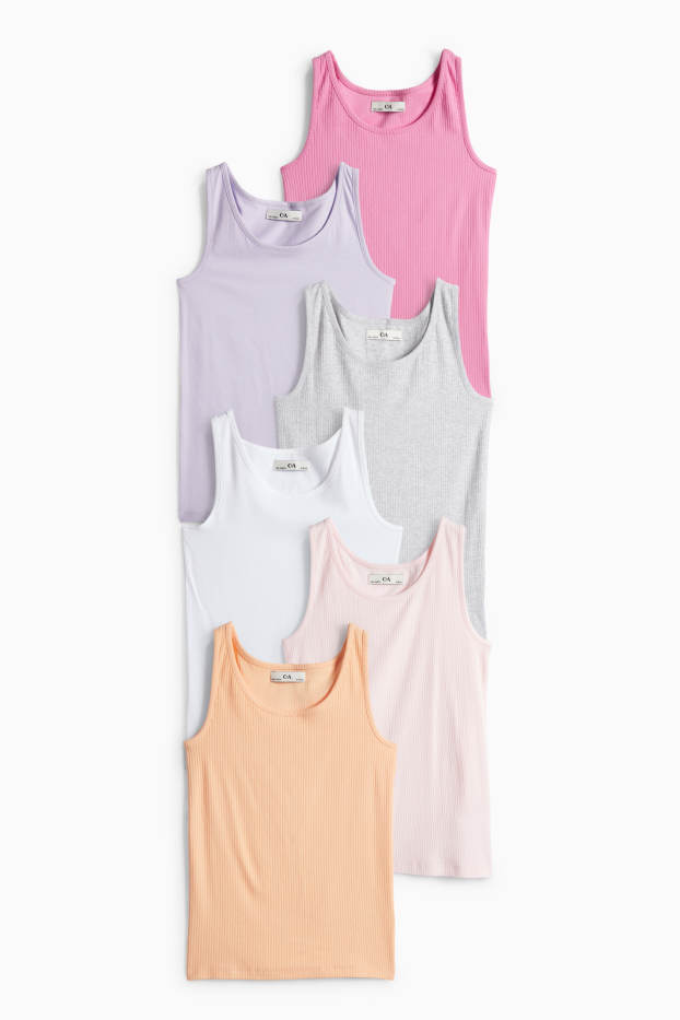 Děti - dívky - Multipack 6 ks - tílko - šedá/růžová