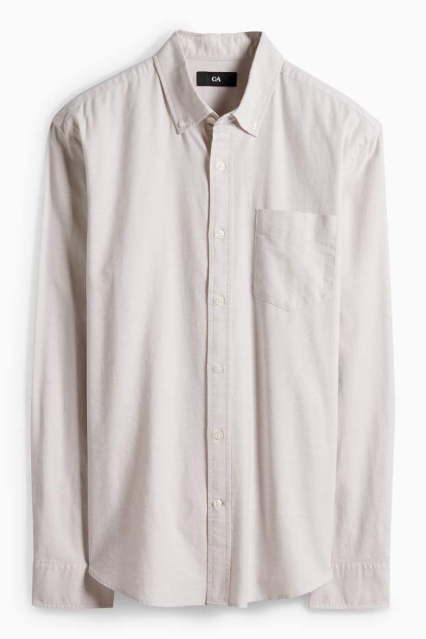 Herren - Hemd - Regular Fit - Button-down - hellbeige