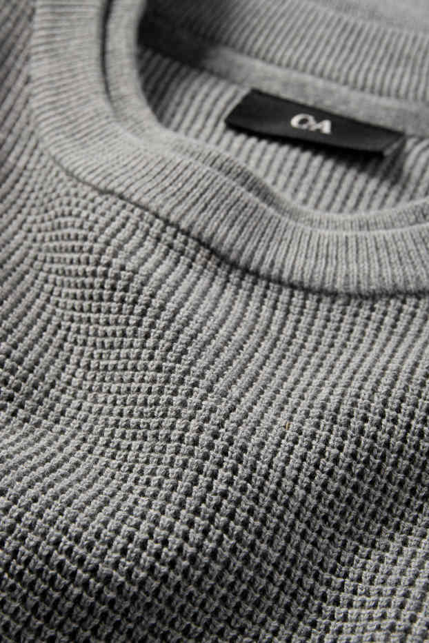 Pánské - Svetr - strukturovaný - šedá