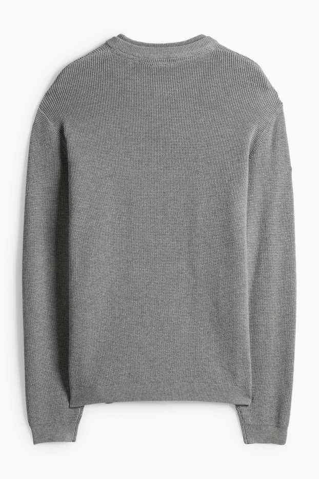 Pánské - Svetr - strukturovaný - šedá