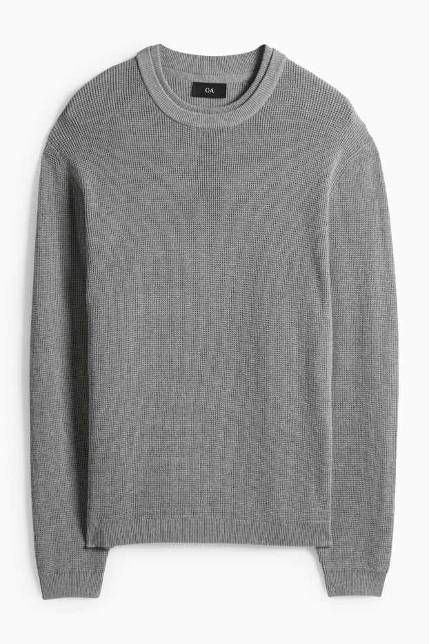 Pánské - Svetr - strukturovaný - šedá