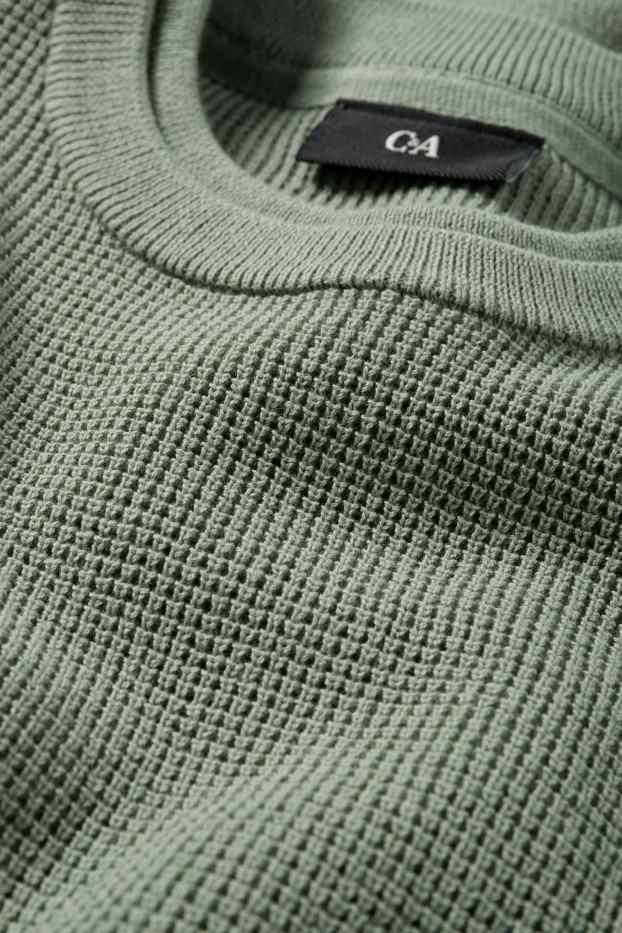 Pánské - Svetr - strukturovaný - zelená