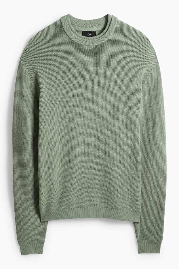 Pánské - Svetr - strukturovaný - zelená