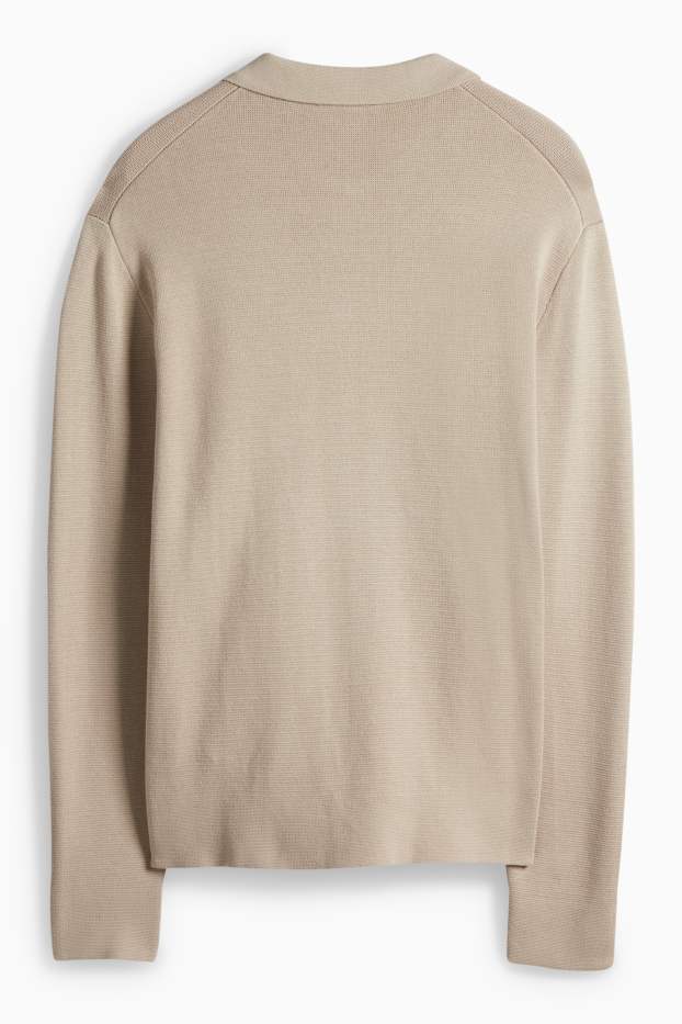 Pánské - Pletený kardigan - světle béžová