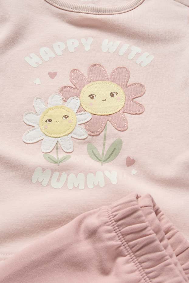 Bebeluși - fete - Floricele - pijama bebeluși - 2 piese - roz