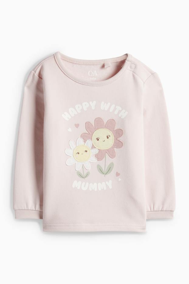 Bebeluși - fete - Floricele - pijama bebeluși - 2 piese - roz