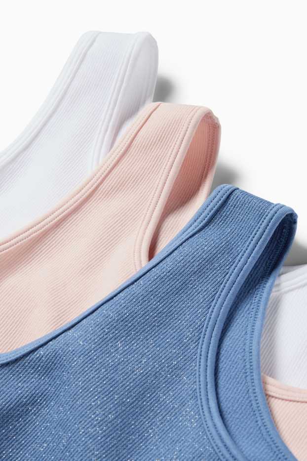 Kinderen: meisjes - Set van 3 - bustier - geribd - blauw