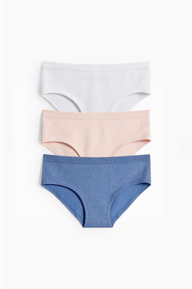 Děti - dívky - Multipack 3 ks - kalhotky - žebrované - modrá