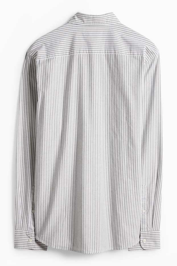 Pánské - Košile - regular fit - button-down - pruhovaná - zelená / krémově bílá