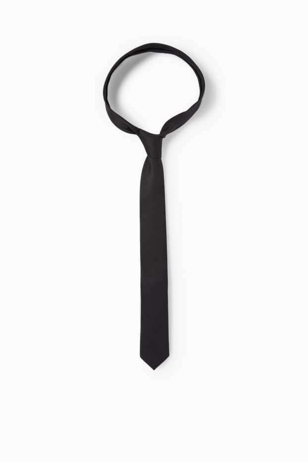 Children Boys - Tie - ribbed - black