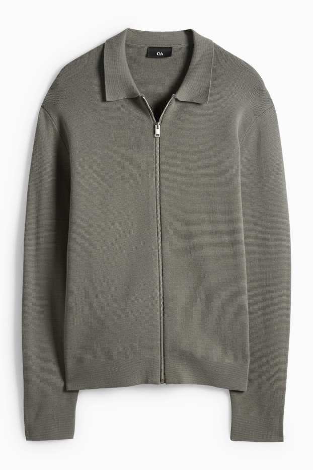 Heren - Gebreid vest - kaki