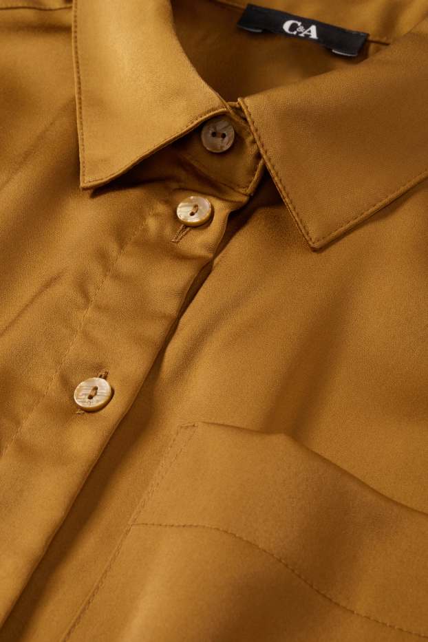 Damen - Satin-Bluse - senfgelb