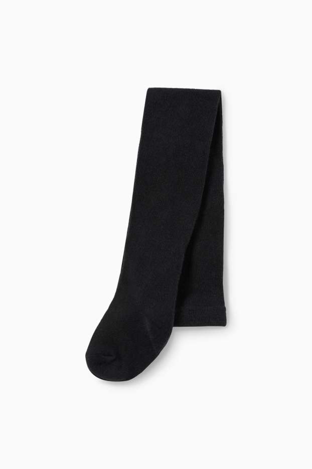 Enfants filles - Fleur - ensemble - robe et collants - 2 pièces - noir