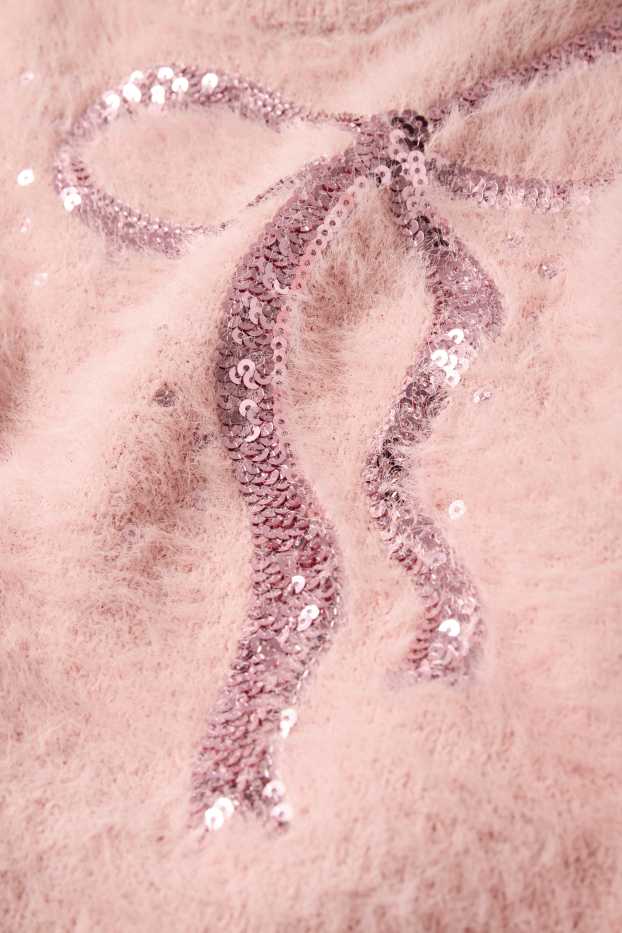 Kinder Mädchen - Schleife - Set - Strickkleid und Strumpfhose - 2 teilig - rosa