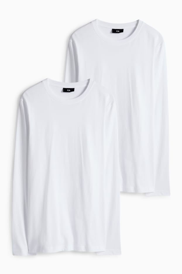 Herren - Multipack 2er - Langarmshirt - Regular Fit - weiss